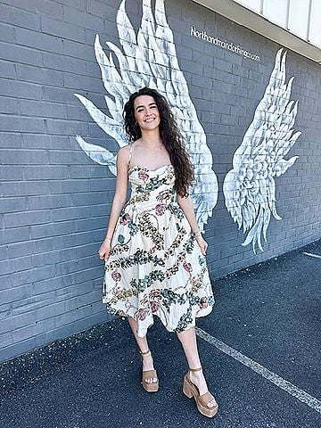 Free People Cherish Printed Midi Dress in Ivory Combo (view 2)