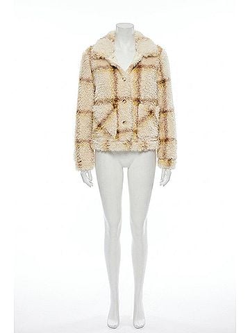 Skies Are Blue Sherpa Jacket in Cream/Yellow (view 1)