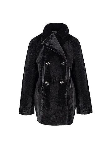 Sandro Black Sheepskin Sherpa Pea Coat Coat (view 2)