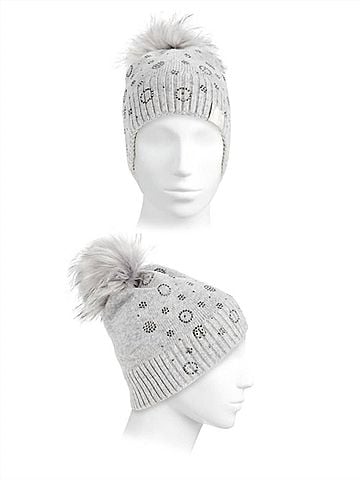 Furlux Women's Faux Fur Pom Cashmere Blend Beanie (view 2)