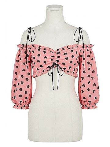 For Love & Lemons Dominique Crop Top in Pink (view 1)