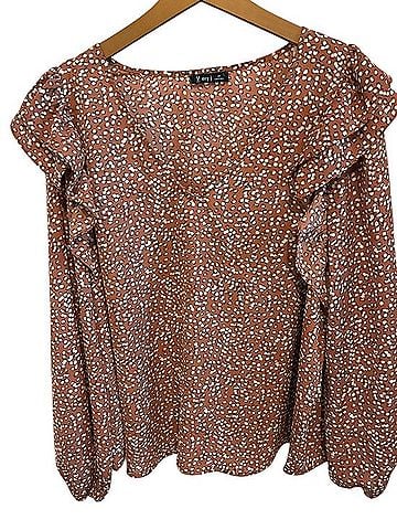 Very J Rust Spot Print Ruffle-Shoulder Blouse Blouse (view 1)
