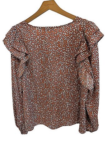 Very J Rust Spot Print Ruffle-Shoulder Blouse Blouse (view 2)