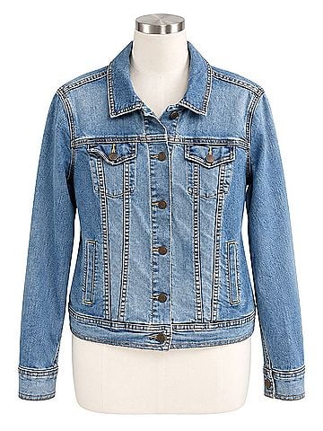 Old Navy Denim, jean, light wash, trucker, button front, classic, women's large, casual, wardrobe staple Denim Jacket (view 1)