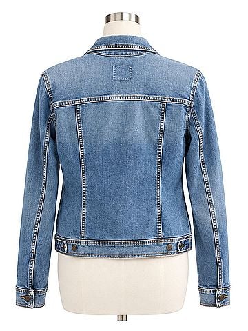 Old Navy Denim, jean, light wash, trucker, button front, classic, women's large, casual, wardrobe staple Denim Jacket (view 2)