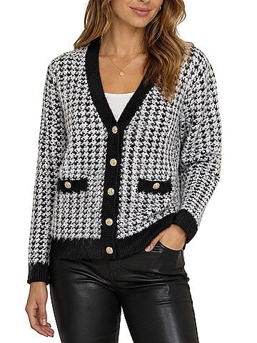 Tahari Eyelash Houndstooth Cardigan (view 1)