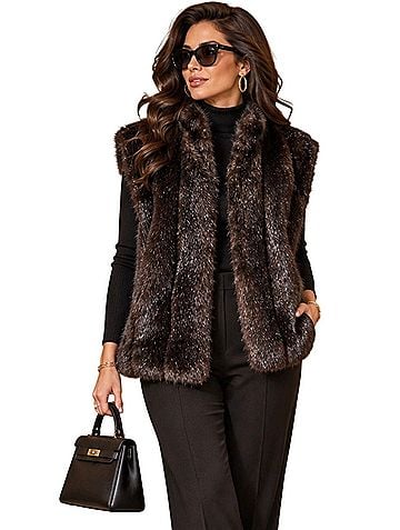 Giacca Mob Wife Ski Resort Aesthetic Faux Fur Vest (view 1)