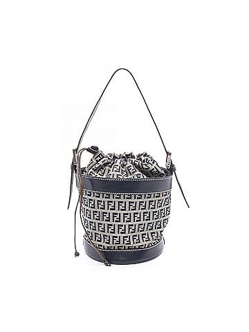 Fendi Fendi Zucchino Shoulder Bag/Handbag, Canvas and Leather, Women's, Navy/Gray, 16325 (view 1)