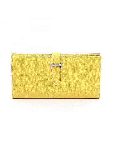 Hermès Hermes Bearn Soufflé Bi-fold Long Wallet, Leather, Veau Epsom, Women's, Yellow (view 1)
