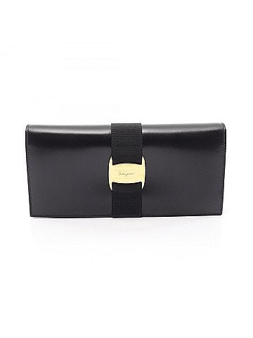 Salvatore Ferragamo Salvatore Ferragamo Vara Bi-fold Long Wallet, Leather, Women's, Black, 22-3059 (view 1)