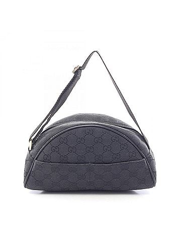 Gucci Gucci GG Canvas Handbag, and Leather, Women's, Black, 90781 (view 1)
