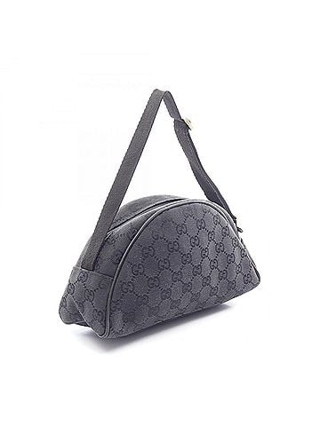 Gucci Gucci GG Canvas Handbag, and Leather, Women's, Black, 90781 (view 2)