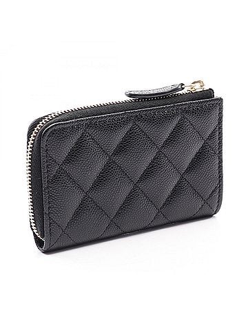 Chanel Chanel Matelassé Wallet with Keyring, Coin Purse, Caviar Leather (Grained Calfskin), Women's, Black, AP0221 (view 2)