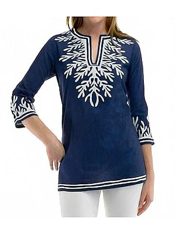 Gretchen Scott Designs The Reef Tunic in Navy &amp; White (view 2)