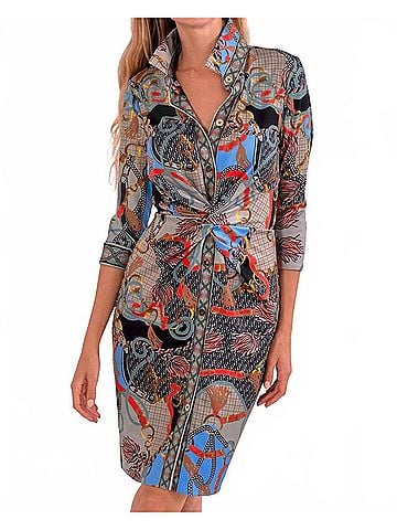 Gretchen Scott Designs Twist &amp; Shout Ditto Dress in Tan, Periwinkle &amp; Orange (view 2)