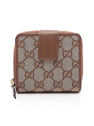 Gucci Gucci GG Canvas Bi-fold Wallet, Leather, Women's, Beige/Brown, 346056 (view 1)