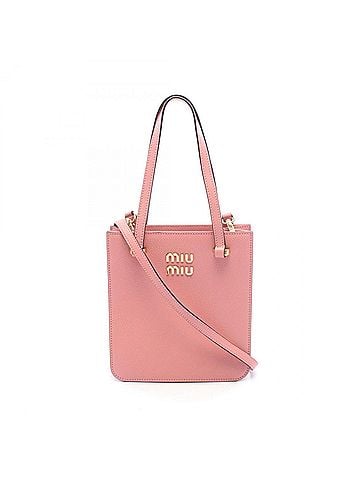 Miu Miu Miu Miu Miu Madras 2-Way Handbag, Leather, Women's, Pink (view 1)