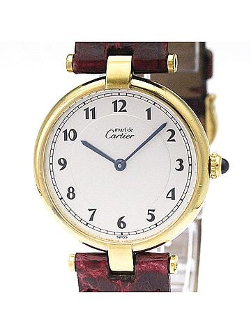 Cartier CARTIER Must Vendome Gold Plated Leather Quartz Unisex Watch 590003 (view 1)