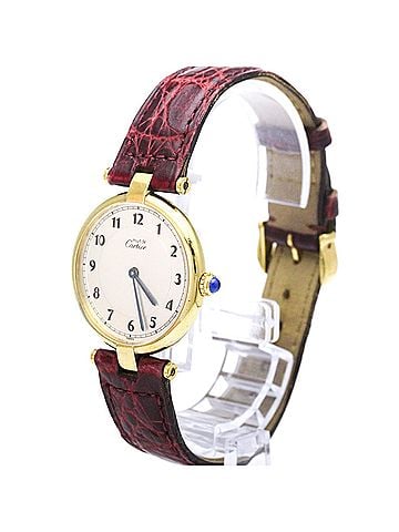 Cartier CARTIER Must Vendome Gold Plated Leather Quartz Unisex Watch 590003 (view 2)