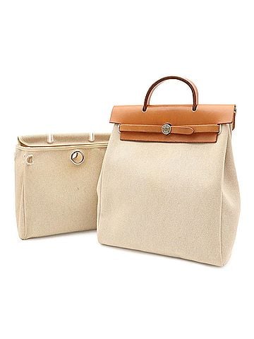 Hermès HERMES Herbag Sac aux PM Handbag Backpack Toile H Natural Light Brown ?G Stamp (view 1)