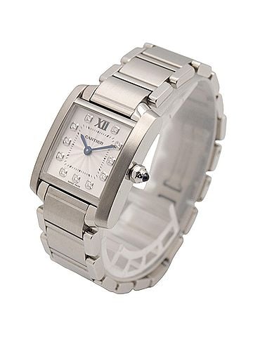 Cartier Cartier Tank Française SM 11-Diamond Watch, Stainless Steel, Silver Tone, Ladies' WE110006 (view 2)