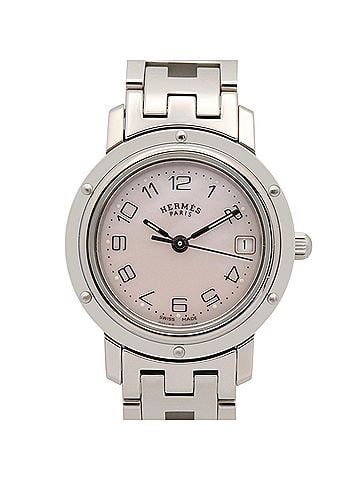 Hermès Hermes Clipper Nacre Watch, Stainless Steel, Women's, Pink/Pink Shell, CL4.210 (view 1)
