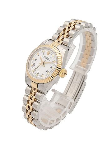Rolex Rolex Oyster Perpetual R-series watch, 18K (yellow gold) stainless steel, ladies', white dial, Roman numerals, 67193. (view 2)