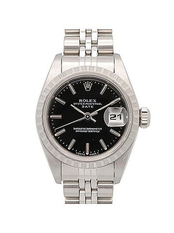 Rolex Rolex Perpetual Date T-serial watch, stainless steel, ladies', black, bar lacing, 69240 (view 1)