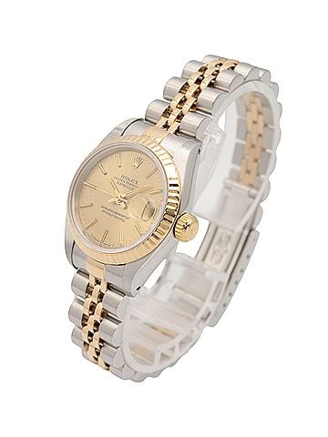 Rolex Rolex Datejust X-series watch, 18K (yellow gold) stainless steel, ladies', gold-tone champagne bar color, 69173. (view 2)