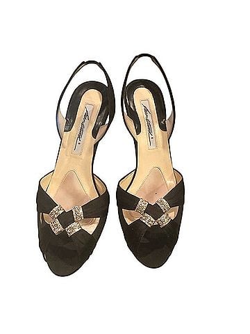 Brian Atwood Crystal Embellished Satin Heels 75 Heels (view 1)