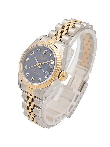 Rolex Rolex Datejust R-series watch, 18K (yellow gold), stainless steel, ladies', blue dial, printed computer numerals, 69173. (view 2)