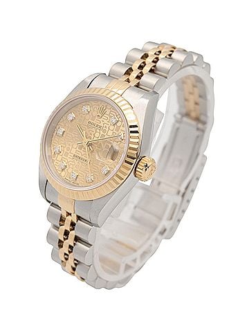 Rolex Rolex Datejust 10P Diamond T-serial Watch, 18K (Yellow Gold) Stainless Steel, Diamond, Ladies', Gold Tone, Champagne, Computer 69173G (view 2)