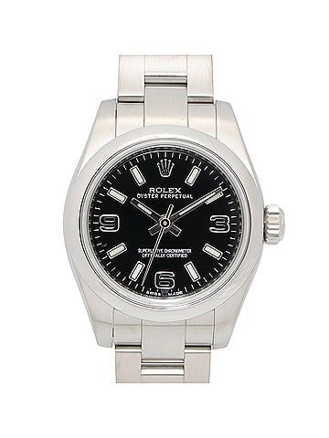 Rolex Rolex Oyster Perpetual Random Serial Number Watch, Stainless Steel, Ladies, Black, 369 Dial, 176200 (view 1)