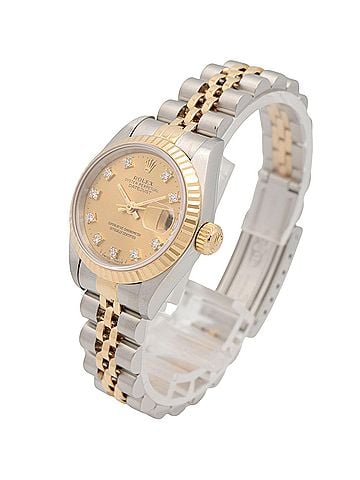 Rolex Rolex Datejust 10P Diamond S-serial Watch, 18K (Yellow Gold) Stainless Steel, Diamond, Ladies', Gold Tone, Champagne, Old Model, 69173G (view 2)