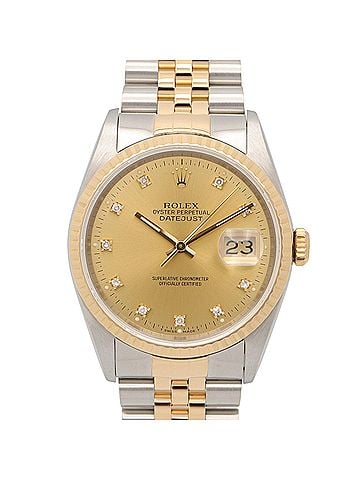 Rolex Rolex Datejust 10P Diamond N-serial Watch, 18K (Yellow Gold) Stainless Steel, Diamond, Men's, Gold Tone, Champagne, Old Model, 16233G (view 1)
