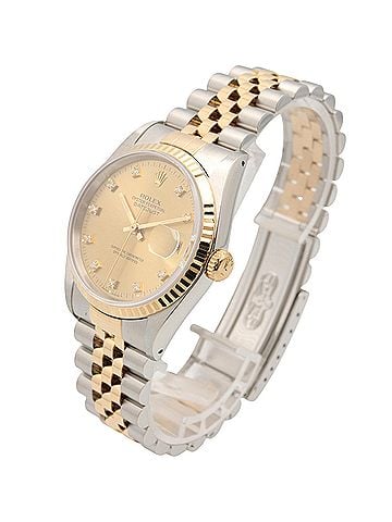 Rolex Rolex Datejust 10P Diamond N-serial Watch, 18K (Yellow Gold) Stainless Steel, Diamond, Men's, Gold Tone, Champagne, Old Model, 16233G (view 2)