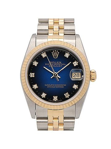 Rolex Rolex Datejust 10P Diamond S-serial Watch, 18K (Yellow Gold) Stainless Steel, Diamond, Men's/Women's, Blue/Blue-Gray, Old Model, 68273G (view 1)