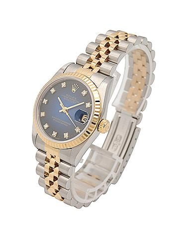 Rolex Rolex Datejust 10P Diamond S-serial Watch, 18K (Yellow Gold) Stainless Steel, Diamond, Men's/Women's, Blue/Blue-Gray, Old Model, 68273G (view 2)