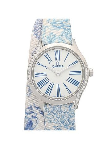 Omega Omega De Ville Mini Tresor Watch, Stainless Steel, Leather Strap, Women's, White, 428.17.26.60.04.001 (view 1)