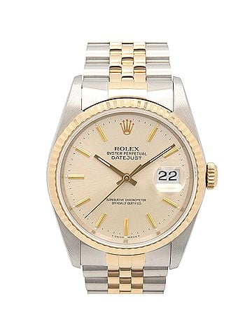 Rolex Rolex Datejust L-series wristwatch, 18K (yellow gold) stainless steel, men's, silver-tone bar casing, 16233. (view 1)