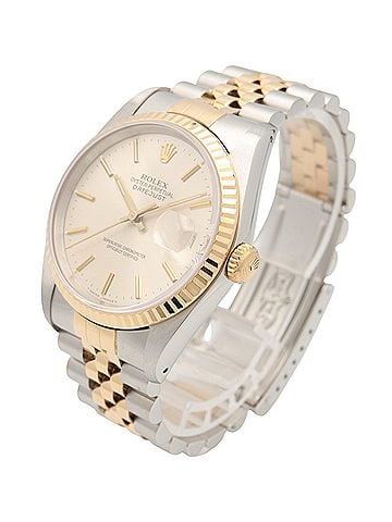 Rolex Rolex Datejust L-series wristwatch, 18K (yellow gold) stainless steel, men's, silver-tone bar casing, 16233. (view 2)