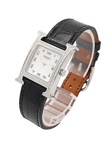 Hermès Hermes H-Watch Diamond Bezel Wristwatch Stainless Steel Leather Ladies White with Shell HH1.235 (view 2)