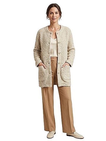 Eileen Fisher Chevron Boucle Knit Long Cardigan Cardigan (view 1)