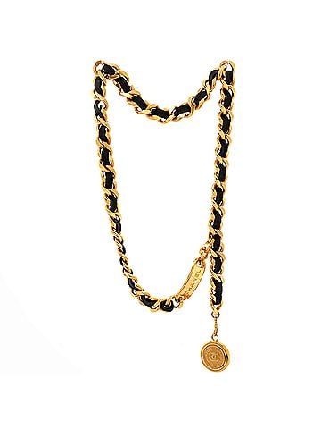 Chanel Vintage Medallion Chain Belt Metal and Leather (view 1)