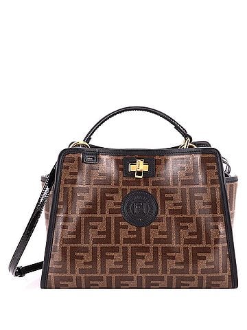 Fendi Peekaboo Defender Bag Zucca Coated Canvas and Patent Mini (view 1)