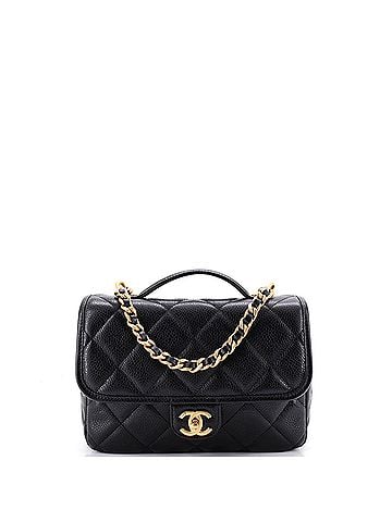 Chanel CC Chain Top Handle Square Backpack Quilted Caviar Medium (view 1)