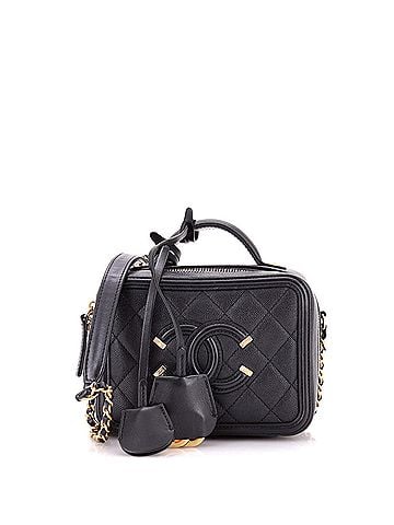 Chanel Filigree Vanity Case Quilted Caviar Small (view 1)