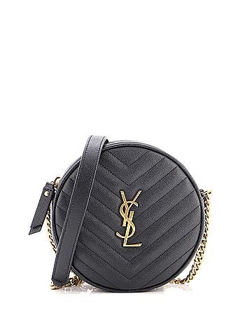 Saint Laurent Vinyle Round Camera Bag Matelasse Chevron Leather (view 1)