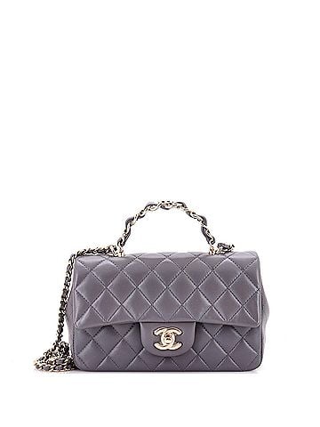 Chanel Classic Single Flap Chain Top Handle Bag Quilted Lambskin Mini (view 1)