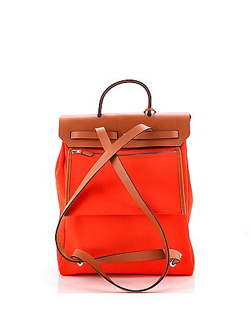 Hermès Herbag A Dos Zip Backpack Toile and Leather (view 2)